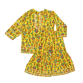 YELLOW PRINTED KURTI & GHARARA
